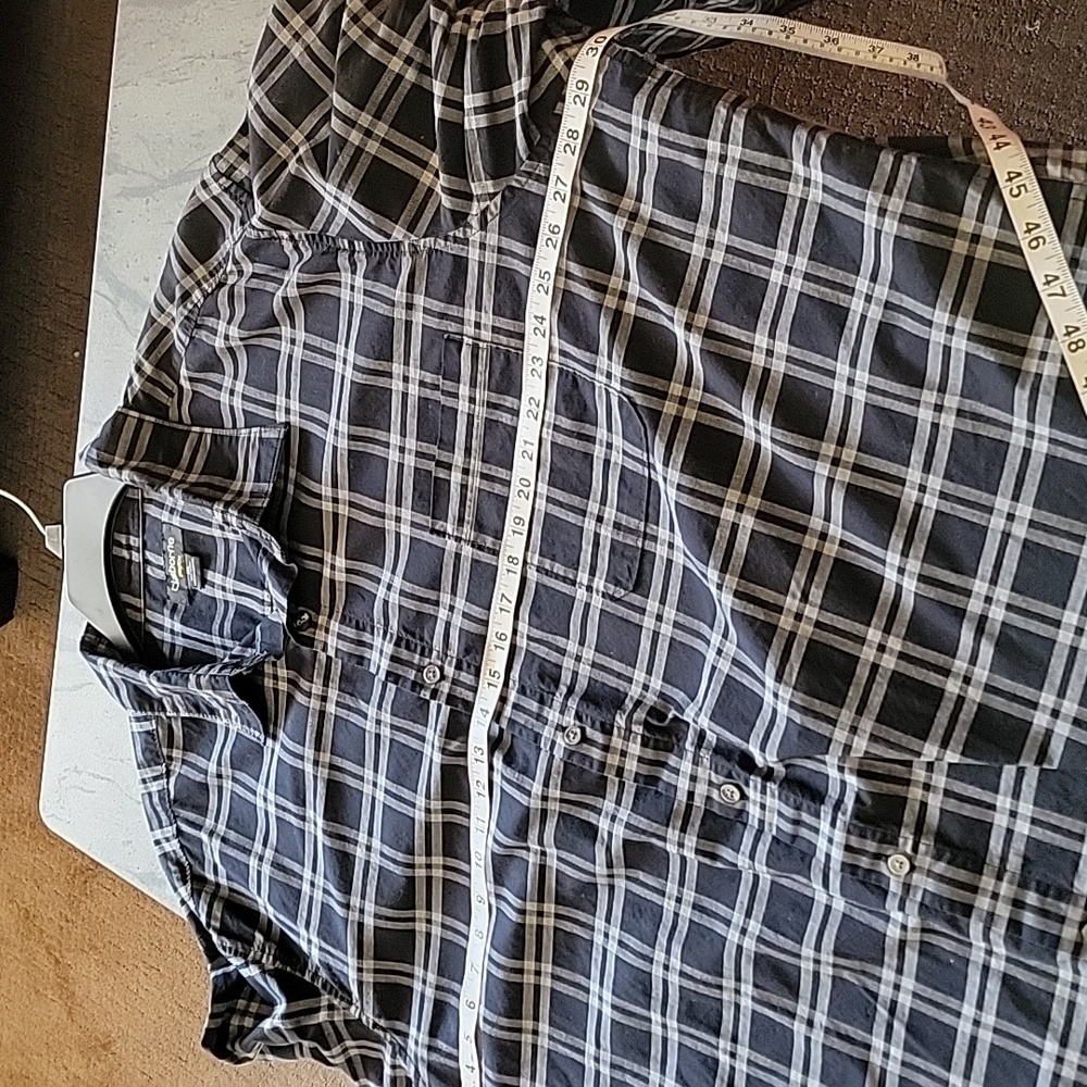 Claiborne Men's 100% Cotton Stretch Plaid Long Sleeve Button down blk&Wht 3XL - Picture 5 of 7